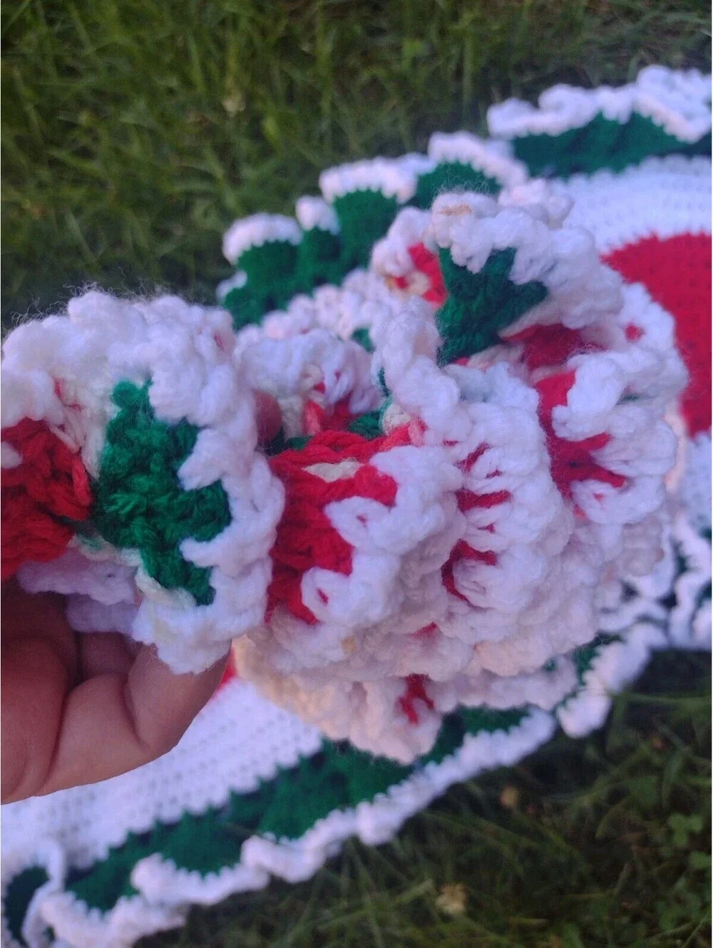 Vintage Handmade Crochet Christmas Decor Set Santa Table Runner Wall Decor Doily